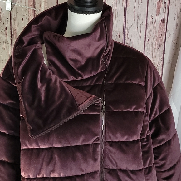 Deep Purple Plum Velvet Quilted Coat 2x - Picture 3 of 9